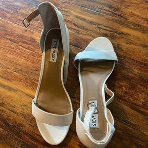 White Steve Madden Low Block Heels Wedding Shoes